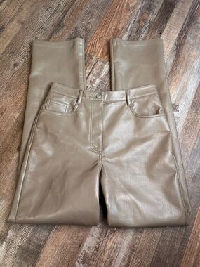 Wilfred Aritzia Women's Faux Leather Pants in Tan/Brown